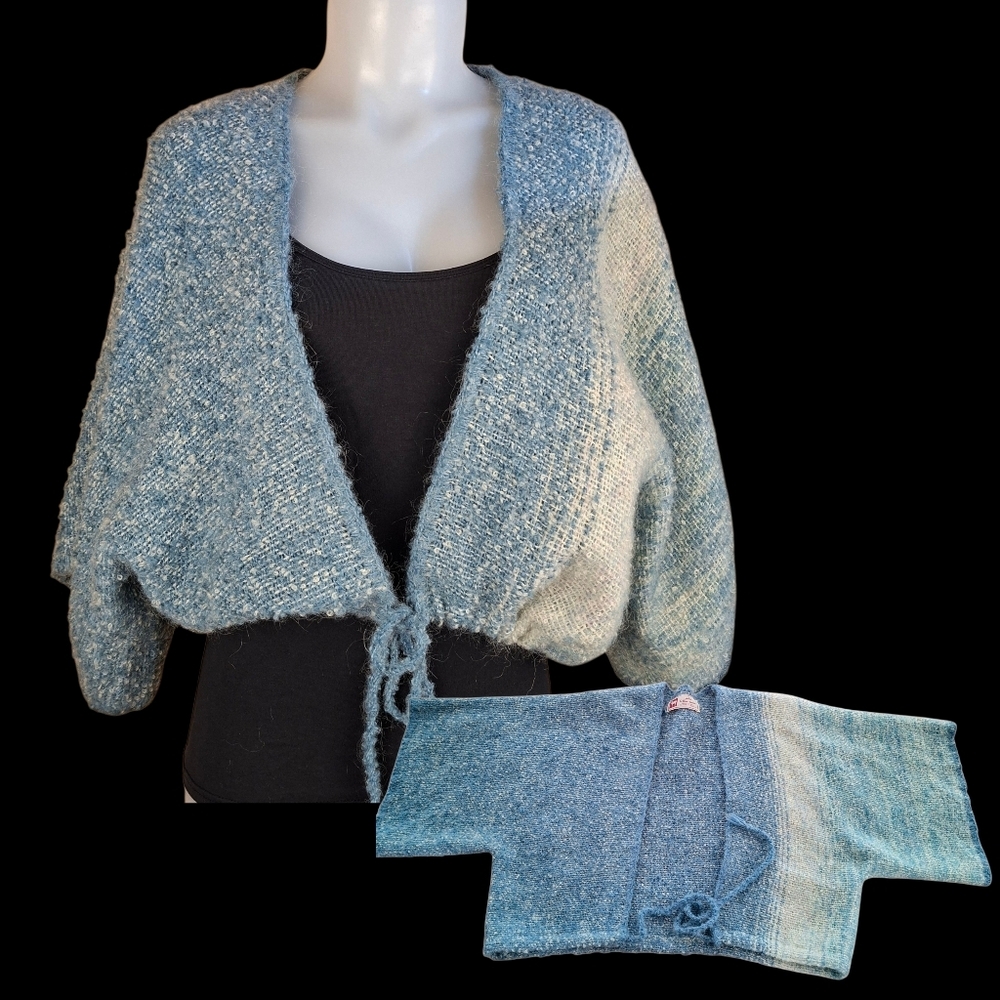 Handmade Wool Knitted Bolero Vest Cardigan Medium/Large Grano Boho Hippie